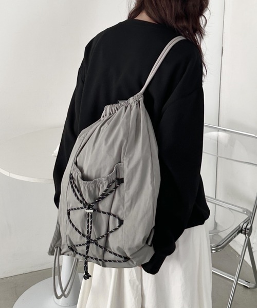 CLEA(クレア)の「ドローコードナイロンナップサック(バックパック/リュック・レディース・ブラック/アイボリー/グレー/カーキ・FREE)」の11枚目の写真