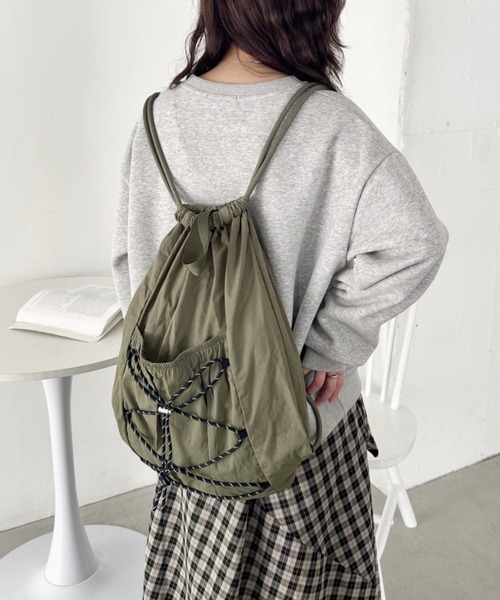 CLEA(クレア)の「ドローコードナイロンナップサック(バックパック/リュック・レディース・ブラック/アイボリー/グレー/カーキ・FREE)」の22枚目の写真