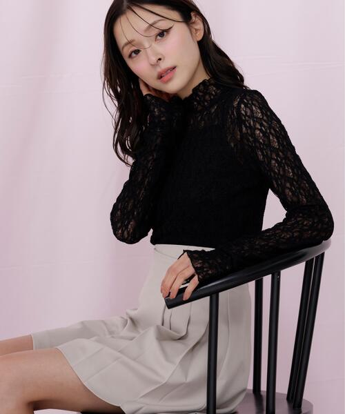 JILL by JILL STUART(ジルバイジルスチュアート)の「レースカットソートップス(Tシャツ/カットソー・レディース・ピンク/ホワイト/ブラック/ブルー・FREE)」の10枚目の写真