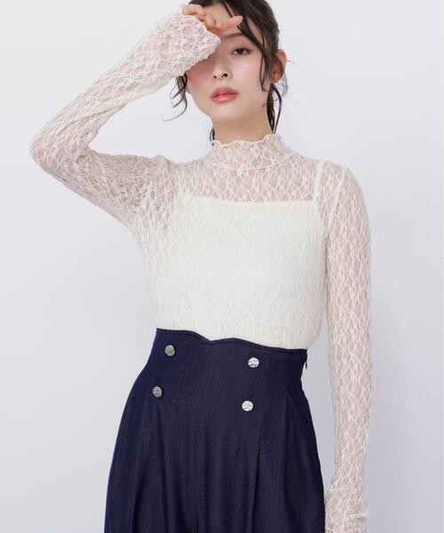 JILL by JILL STUART(ジルバイジルスチュアート)の「レースカットソートップス(Tシャツ/カットソー・レディース・ピンク/ホワイト/ブラック/ブルー・FREE)」の21枚目の写真