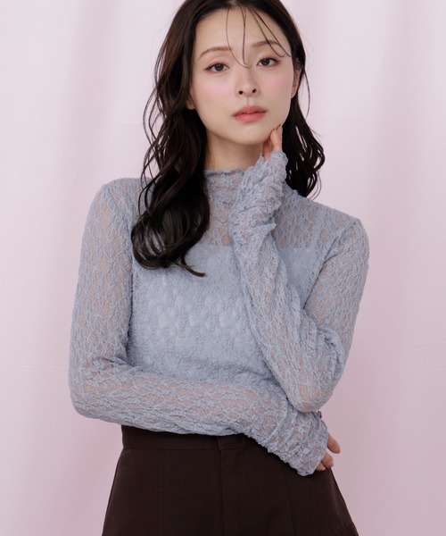JILL by JILL STUART(ジルバイジルスチュアート)の「レースカットソートップス(Tシャツ/カットソー・レディース・ピンク/ホワイト/ブラック/ブルー・FREE)」の3枚目の写真