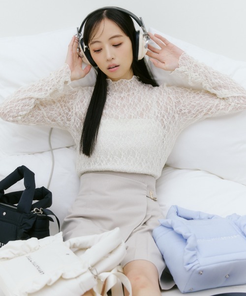 JILL by JILL STUART(ジルバイジルスチュアート)の「レースカットソートップス(Tシャツ/カットソー・レディース・ピンク/ホワイト/ブラック/ブルー・FREE)」の6枚目の写真