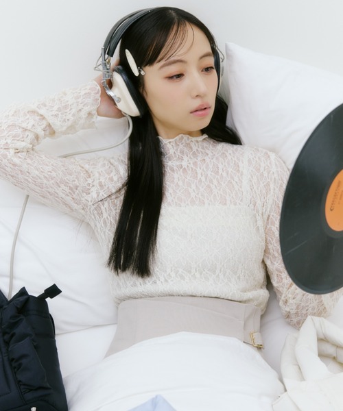 JILL by JILL STUART(ジルバイジルスチュアート)の「レースカットソートップス(Tシャツ/カットソー・レディース・ピンク/ホワイト/ブラック/ブルー・FREE)」の5枚目の写真