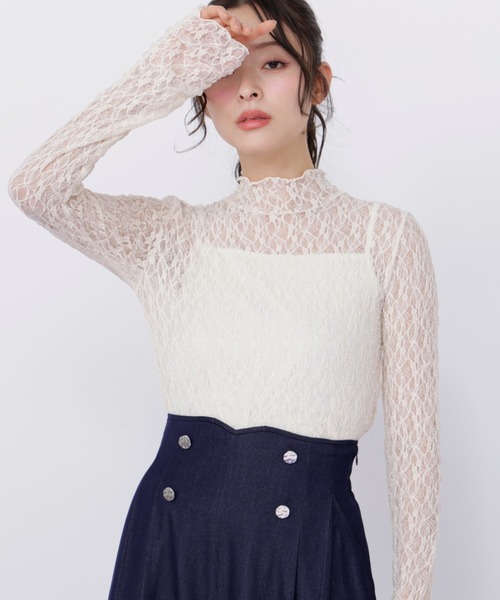 JILL by JILL STUART(ジルバイジルスチュアート)の「レースカットソートップス(Tシャツ/カットソー・レディース・ピンク/ホワイト/ブラック/ブルー・FREE)」の9枚目の写真