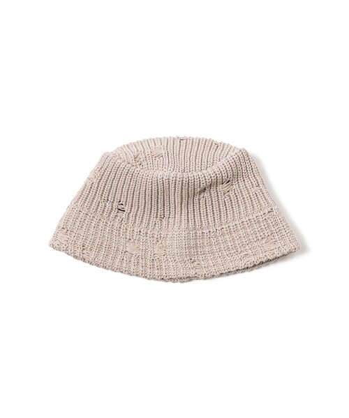 RACAL(ラカル)の「RACAL / Damage Knit Bucket Hat(ハット・メンズ・ベージュ/ブラック・ONE SIZE)」の2枚目の写真