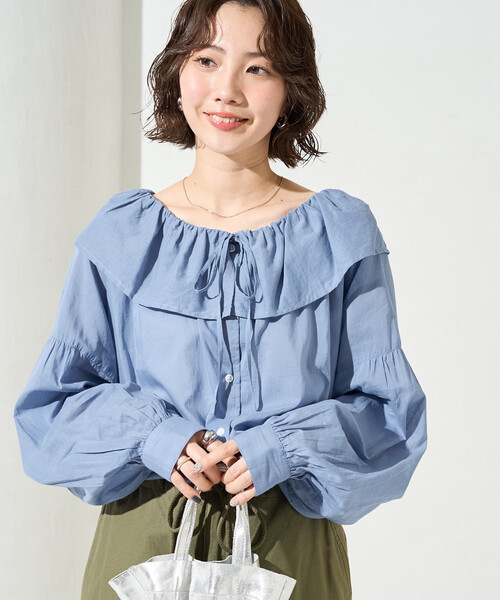 FREAK'S STORE(フリークスストア)の「限定展開 インド フリルカラー ロングスリーブ ブラウス(シャツ/ブラウス・レディース・ブラック/ブルー/モカ/レッド/オフホワイト・フリ-)」の4枚目の写真