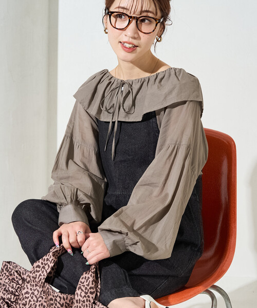 FREAK'S STORE(フリークスストア)の「限定展開 インド フリルカラー ロングスリーブ ブラウス(シャツ/ブラウス・レディース・ブラック/ブルー/モカ/レッド/オフホワイト・フリ-)」の3枚目の写真