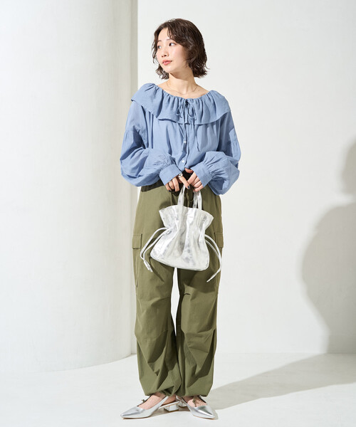FREAK'S STORE(フリークスストア)の「限定展開 インド フリルカラー ロングスリーブ ブラウス(シャツ/ブラウス・レディース・ブラック/ブルー/モカ/レッド/オフホワイト・フリ-)」の6枚目の写真