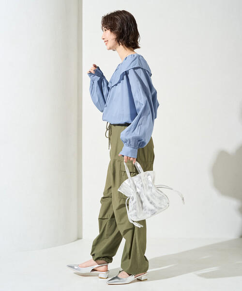 FREAK'S STORE(フリークスストア)の「限定展開 インド フリルカラー ロングスリーブ ブラウス(シャツ/ブラウス・レディース・ブラック/ブルー/モカ/レッド/オフホワイト・フリ-)」の7枚目の写真