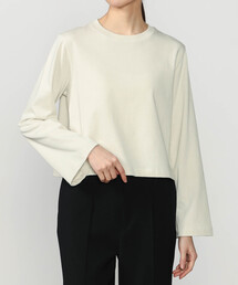handvaerk | コットン クルーネック フレアスリーブ長袖Tシャツ WOMEN