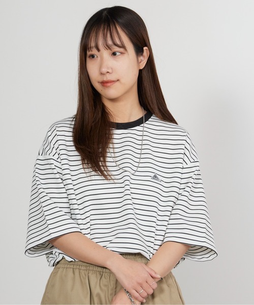 KELTY（ケルティ）の「KELTY/ケルティ ワッペンロゴ ルーズフィット ボーダーTシャツ 2026年春夏（Tシャツ/カットソー・レディース・ホワイト/ブラック・L/XL/M）」の6枚目の写真