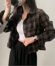 チェック柄クロップドシャツジャケット