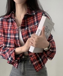 Lips（リップス）の「チェック柄クロップドシャツジャケット（シャツ/ブラウス）」