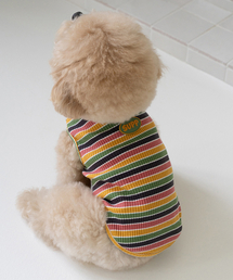 DOGI（ドッグアイ）の「子犬レインボーTシャツカーキブラウン（ペットウェア）」