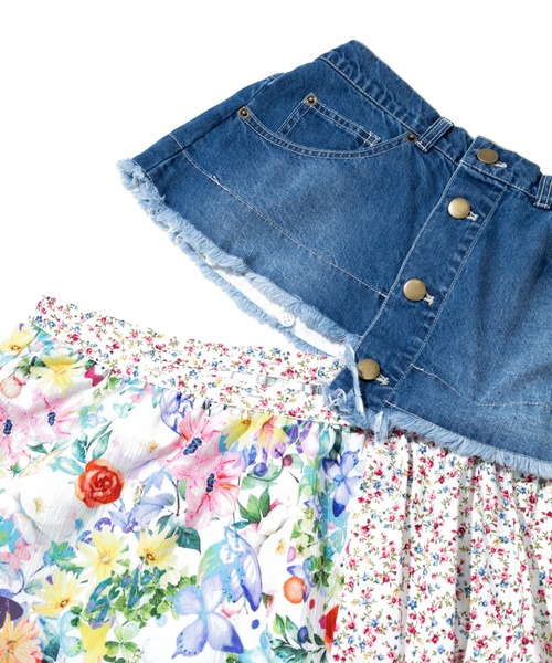 ScoLar（スカラー）の「ScoLar/スカラー　2WAY デニム × パッチワーク スカート（スカート・レディース・ブラック/ブルー・FREE）」の5枚目の写真