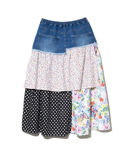 ScoLar（スカラー）の「ScoLar/スカラー　2WAY デニム × パッチワーク スカート（スカート・レディース・ブラック/ブルー・FREE）」の10枚目の写真