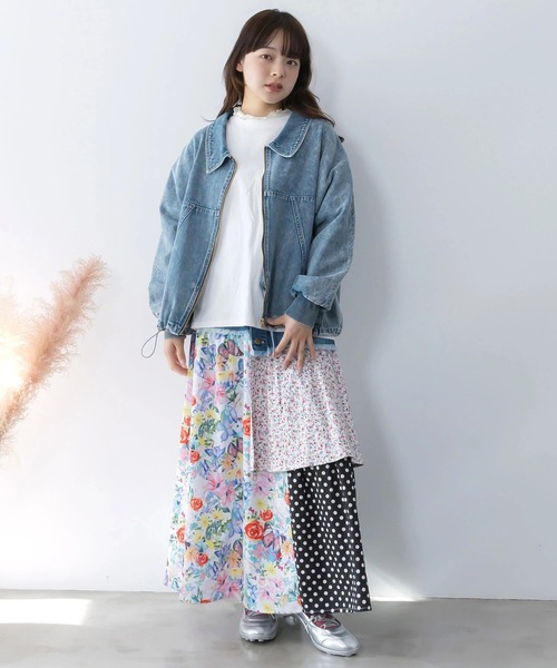 ScoLar（スカラー）の「ScoLar/スカラー　2WAY デニム × パッチワーク スカート（スカート・レディース・ブラック/ブルー・FREE）」の15枚目の写真