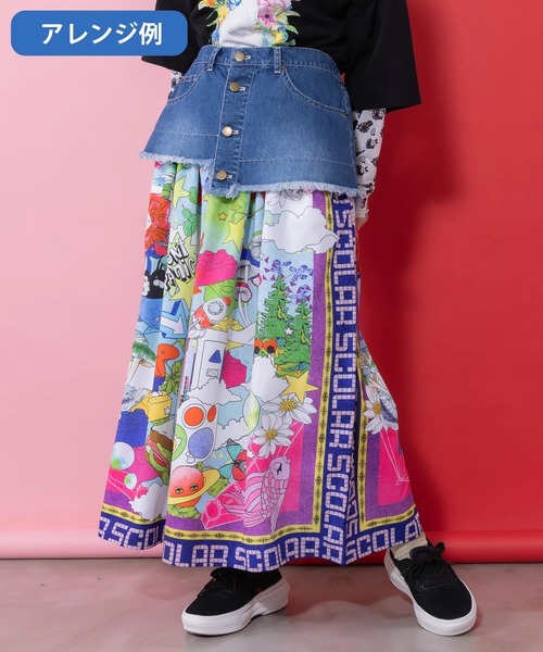 ScoLar（スカラー）の「ScoLar/スカラー　2WAY デニム × パッチワーク スカート（スカート・レディース・ブラック/ブルー・FREE）」の20枚目の写真