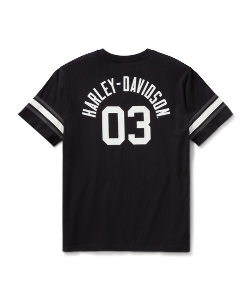 Harley-Davidson（ハーレーダビッドソン）の「H-D(R)エッセンシャル 袖ストライプ ’03 Tシャツ（Tシャツ/カットソー・メンズ・ブラック系その他・X-LARGE/LARGE/MEDIUM/SMALL）」の2枚目の写真