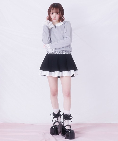 FickleBebe(フィクルベベ)の「ジャガードレースニット(ニット/セーター・レディース・ブラック/グレー/ホワイト・FREE)」の21枚目の写真