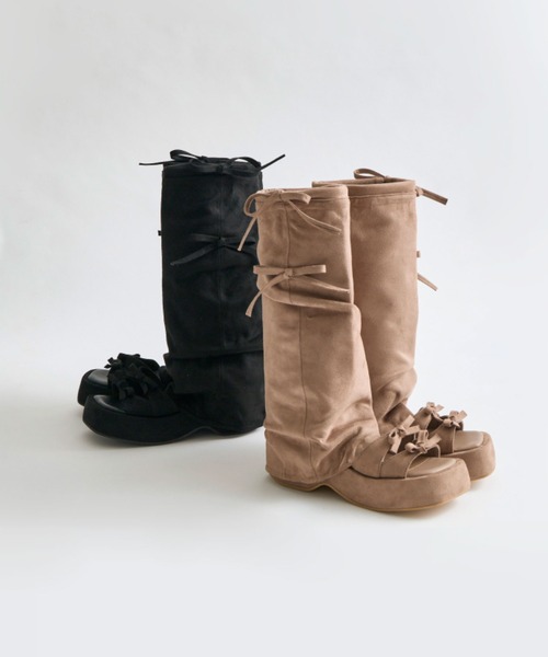 OLIVE des OLIVE（オリーブデオリーブ）の「カバー付き リボンサンダル（サンダル・レディース・モカ/ブラック・SMALL/MEDIUM/LARGE）」の3枚目の写真