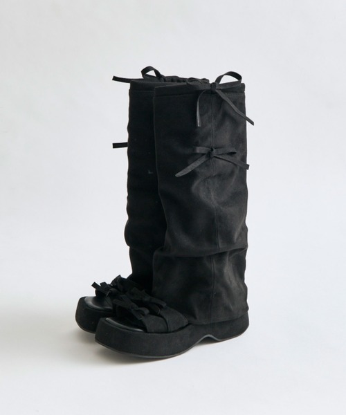 OLIVE des OLIVE（オリーブデオリーブ）の「カバー付き リボンサンダル（サンダル・レディース・モカ/ブラック・SMALL/MEDIUM/LARGE）」の4枚目の写真