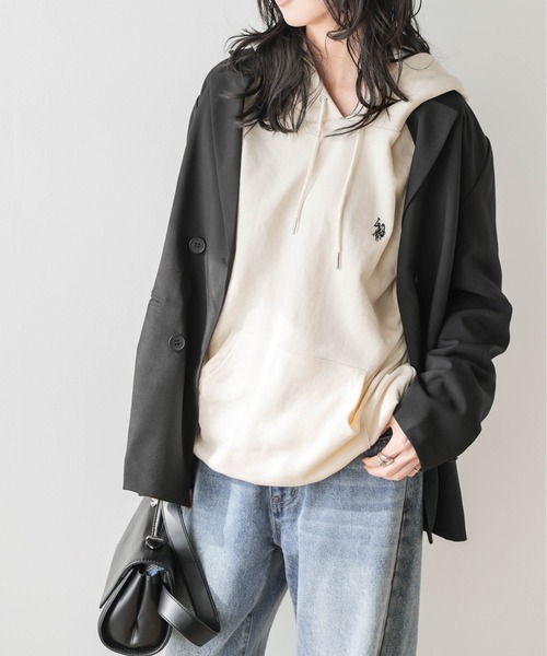 La-gemme（ラジェム）の「U.S. POLO ASSN. ワンポイント刺繍ロゴフーディ（パーカー・レディース・杢グレー/ブラック/ベージュ/ネイビー/チャコール/ホワイト・フリー）」の5枚目の写真