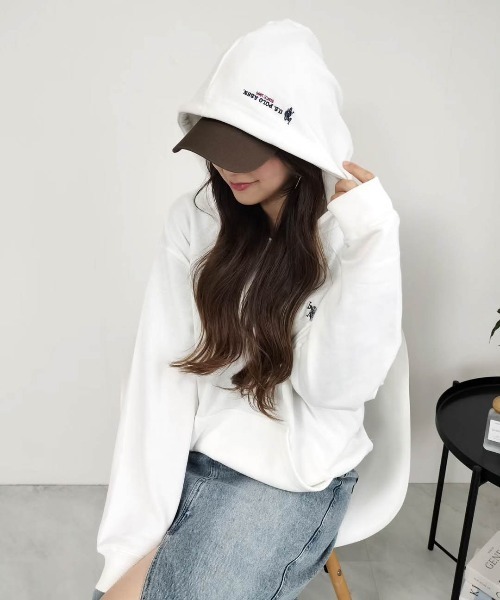 La-gemme（ラジェム）の「U.S. POLO ASSN. ワンポイント刺繍ロゴフーディ（パーカー・レディース・杢グレー/ブラック/ベージュ/ネイビー/チャコール/ホワイト・フリー）」の17枚目の写真