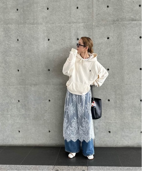 La-gemme（ラジェム）の「U.S. POLO ASSN. ワンポイント刺繍ロゴフーディ（パーカー・レディース・杢グレー/ブラック/ベージュ/ネイビー/チャコール/ホワイト・フリー）」の8枚目の写真