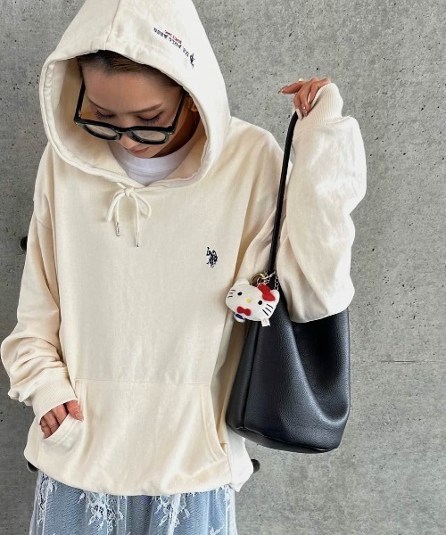 La-gemme（ラジェム）の「U.S. POLO ASSN. ワンポイント刺繍ロゴフーディ（パーカー・レディース・杢グレー/ブラック/ベージュ/ネイビー/チャコール/ホワイト・フリー）」の9枚目の写真