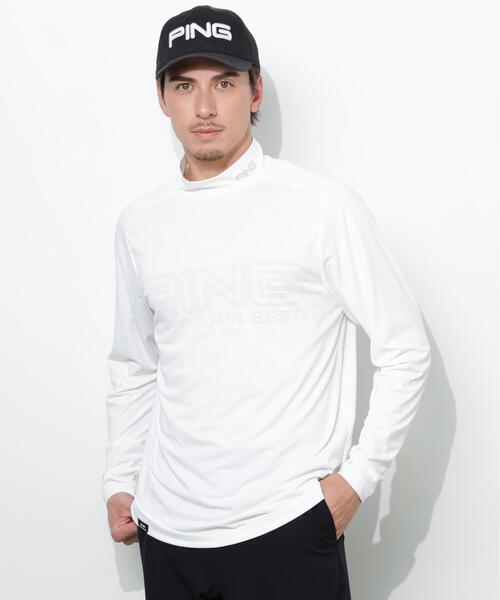 PING(ピン)の「【PING APPAREL】パネルジャカード長袖ハイネックシャツ <PERFORMANCE> (MEANS)(Tシャツ/カットソー・メンズ・ブラック/ブルー系その他/ホワイト・LL1/L/LL/M/S)」の1枚目の写真