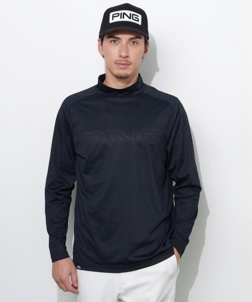 PING(ピン)の「【PING APPAREL】パネルジャカード長袖ハイネックシャツ <PERFORMANCE> (MEANS)(Tシャツ/カットソー・メンズ・ブラック/ブルー系その他/ホワイト・LL1/L/LL/M/S)」の2枚目の写真