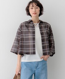 ハイツイストシアーチェック クロップド シャツ