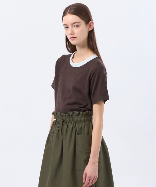 MACKINTOSH PHILOSOPHY(マッキントッシュ フィロソフィー)の「バイカラーファインコットンニット(Tシャツ/カットソー・レディース・ベージュ/オフホワイト/ブラウン系その他4/ダークネイビー・38)」の2枚目の写真