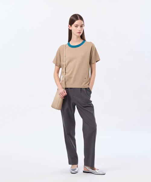 MACKINTOSH PHILOSOPHY(マッキントッシュ フィロソフィー)の「バイカラーファインコットンニット(Tシャツ/カットソー・レディース・ベージュ/オフホワイト/ブラウン系その他4/ダークネイビー・38)」の7枚目の写真