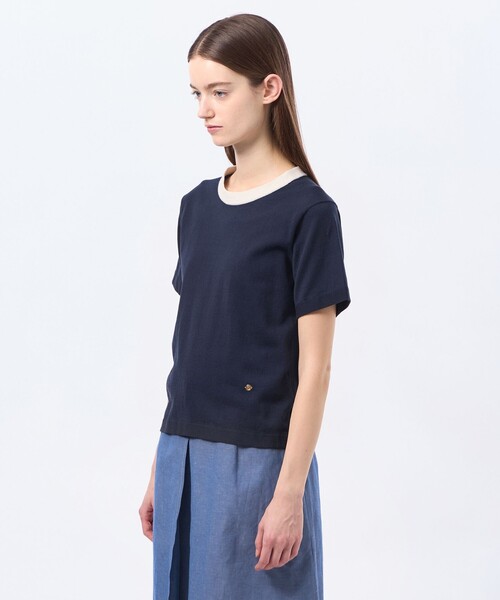 MACKINTOSH PHILOSOPHY(マッキントッシュ フィロソフィー)の「バイカラーファインコットンニット(Tシャツ/カットソー・レディース・ベージュ/オフホワイト/ブラウン系その他4/ダークネイビー・38)」の10枚目の写真