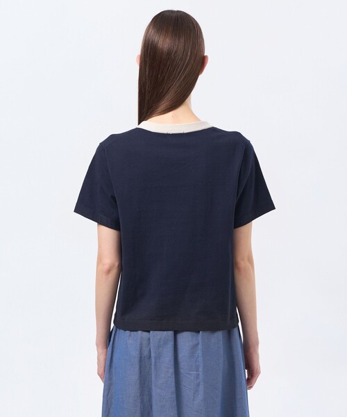 MACKINTOSH PHILOSOPHY(マッキントッシュ フィロソフィー)の「バイカラーファインコットンニット(Tシャツ/カットソー・レディース・ベージュ/オフホワイト/ブラウン系その他4/ダークネイビー・38)」の11枚目の写真