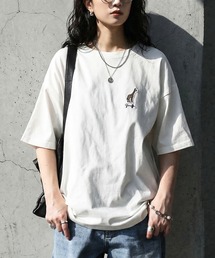 antiqua（アンティカ）の「綿100% 接触冷感 アニマルモチーフ 刺繍 Tシャツ（Tシャツ/カットソー）」