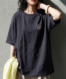 antiqua（アンティカ）の「綿100% 接触冷感 アニマルモチーフ 刺繍 Tシャツ（Tシャツ/カットソー）」