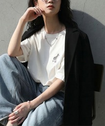 antiqua（アンティカ）の「綿100% 接触冷感 アニマルモチーフ 刺繍 Tシャツ（Tシャツ/カットソー）」