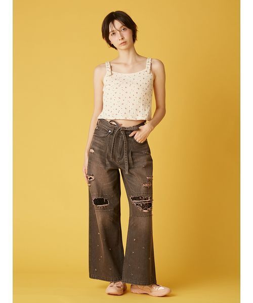 FURFUR(ファーファー)の「ミニフラワープリントタンクトップ(タンクトップ・レディース・ホワイト/アイボリー/ブラック・F)」の12枚目の写真