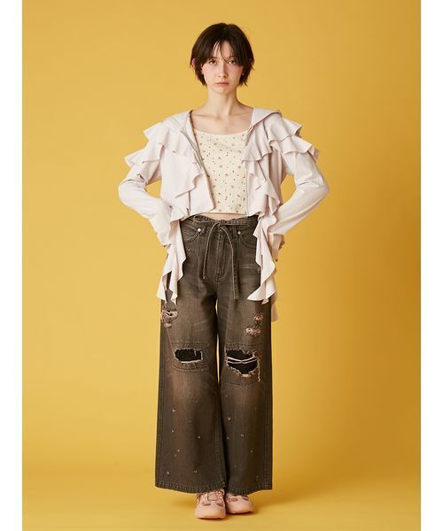 FURFUR(ファーファー)の「ミニフラワープリントタンクトップ(タンクトップ・レディース・ホワイト/アイボリー/ブラック・F)」の13枚目の写真