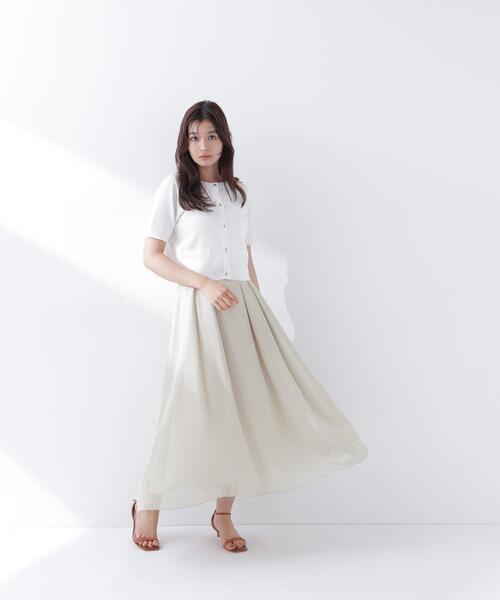 NATURAL BEAUTY BASIC（ナチュラルビューティーベーシック）の「【Oggi5月号掲載】◇シルクブレンドカーディガン半袖（カーディガン/ボレロ・レディース・ネイビー/オレンジ/オフホワイト/ダークブラウン/ピンク・FREE）」の7枚目の写真