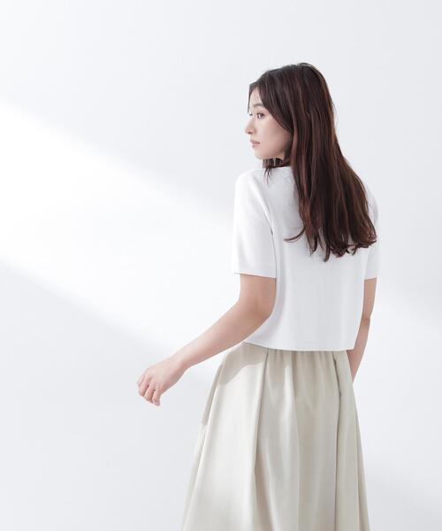 NATURAL BEAUTY BASIC（ナチュラルビューティーベーシック）の「【Oggi5月号掲載】◇シルクブレンドカーディガン半袖（カーディガン/ボレロ・レディース・ネイビー/オレンジ/オフホワイト/ダークブラウン/ピンク・FREE）」の12枚目の写真