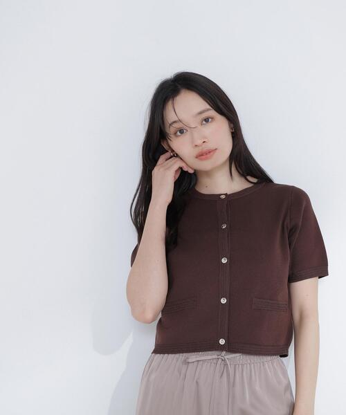 NATURAL BEAUTY BASIC（ナチュラルビューティーベーシック）の「【Oggi5月号掲載】◇シルクブレンドカーディガン半袖（カーディガン/ボレロ・レディース・ネイビー/オレンジ/オフホワイト/ダークブラウン/ピンク・FREE）」の19枚目の写真