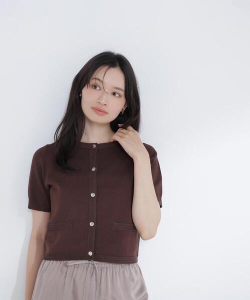NATURAL BEAUTY BASIC（ナチュラルビューティーベーシック）の「【Oggi5月号掲載】◇シルクブレンドカーディガン半袖（カーディガン/ボレロ・レディース・ネイビー/オレンジ/オフホワイト/ダークブラウン/ピンク・FREE）」の21枚目の写真