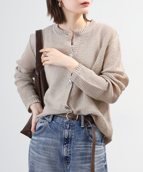 BRODIAEA(ブローディア)の「BRODIAEA リネンライクニットカーディガン 日本製(カーディガン/ボレロ・レディース・ブラック/ベージュ/グリーン/オリーブ/オフホワイト・40)」の17枚目の写真