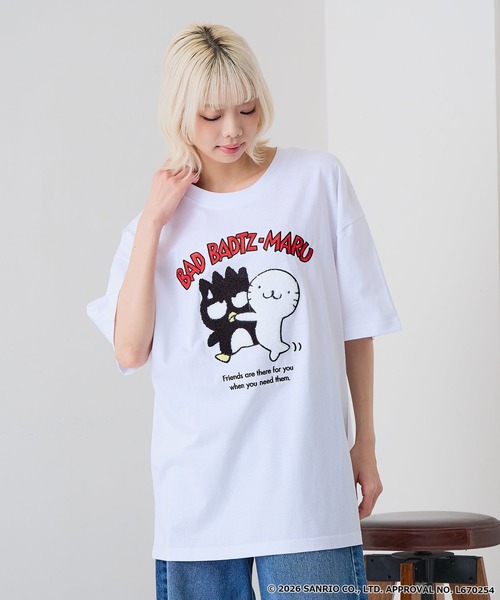 sanrio（サンリオ）の「【SANRIO CHARACTERS/サンリオキャラクターズ】【限定オリジナル】サンリオキャラクターズ 刺繍Tシャツ キャラ・色別注  ビッグシルエット  男女兼用（Tシャツ/カットソー・メンズ・ベージュ系その他4/ホワイト系その他/ブルー系その他/ベージュ系その他2/ブラック系その他2/ホワイト系その他4/ホワイト系その他3/ブルー系その他3・LARGE/MEDIUM/X-LARGE/SMALL）」の19枚目の写真