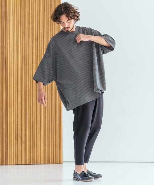 Magine（マージン）の「mt10396-Pinstripe Pattern Fabric T-Shirt Tシャツ(MGN-261-052)（Tシャツ/カットソー・メンズ・チャコール/ブラック・44/46/48）」の6枚目の写真