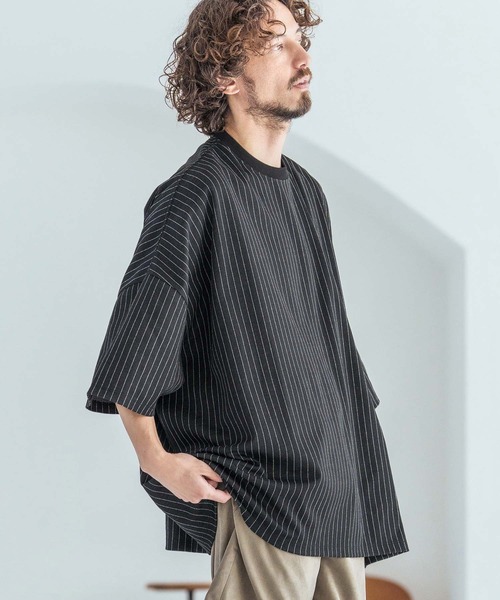 Magine（マージン）の「mt10396-Pinstripe Pattern Fabric T-Shirt Tシャツ(MGN-261-052)（Tシャツ/カットソー・メンズ・チャコール/ブラック・44/46/48）」の8枚目の写真